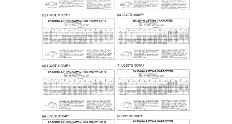 06-004(03) LIFT CAPACITY DECAL INSTALLATION HIGH AND WIDE-SK330LC-6E SK330-6E SK350LC-6E Kobelco Excavator Parts Number Electronic Catalog EPC Manuals