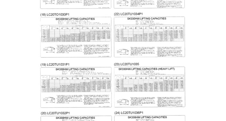 06-004(04) LIFT CAPACITY DECAL INSTALLATION HIGH AND WIDE-SK330LC-6E SK330-6E SK350LC-6E Kobelco Excavator Parts Number Electronic Catalog EPC Manuals