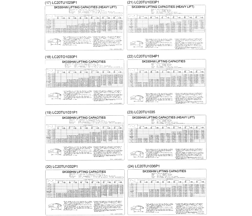 06-004(04) LIFT CAPACITY DECAL INSTALLATION HIGH AND WIDE-SK330LC-6E SK330-6E SK350LC-6E Kobelco Excavator Parts Number Electronic Catalog EPC Manuals