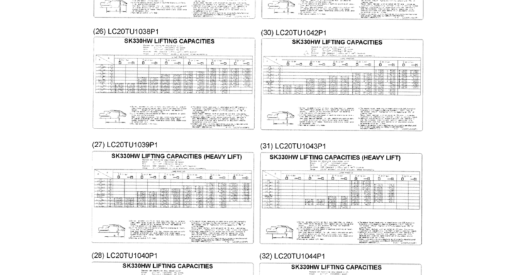 06-004(05) LIFT CAPACITY DECAL INSTALLATION HIGH AND WIDE-SK330LC-6E SK330-6E SK350LC-6E Kobelco Excavator Parts Number Electronic Catalog EPC Manuals