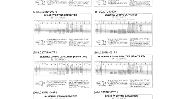 06-004(06) LIFT CAPACITY DECAL INSTALLATION HIGH AND WIDE-SK330LC-6E SK330-6E SK350LC-6E Kobelco Excavator Parts Number Electronic Catalog EPC Manuals