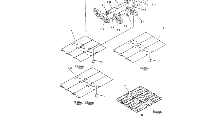 07 010 INSTALL, CRAWLER TRACK P N 24100J11686F5, F6, F7, F8, F9