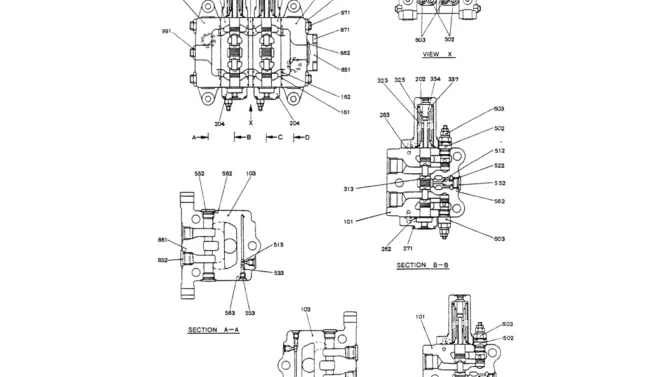 07-010(01)VALVE ASSY, CONTROL (CAR DISMANTLE)-Kobelco SK200-3 SK200LC-5 SK200 Excavator Parts Number Electronic Catalog EPC Manuals