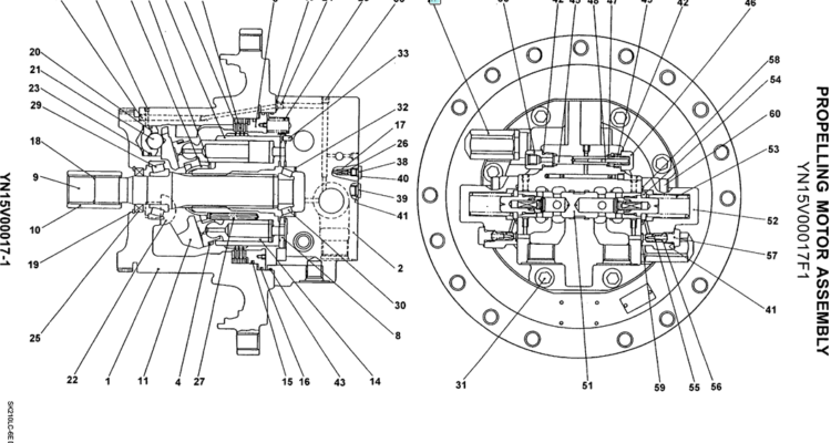 07-015 PROPELLING MOTOR ASSEMBLY (YN15V00017F1)-SK200-6E SK210LC-6E SK200-6ES SK200LC-6E Kobelco Excavator Parts Number Electronic Catalog EPC Manuals