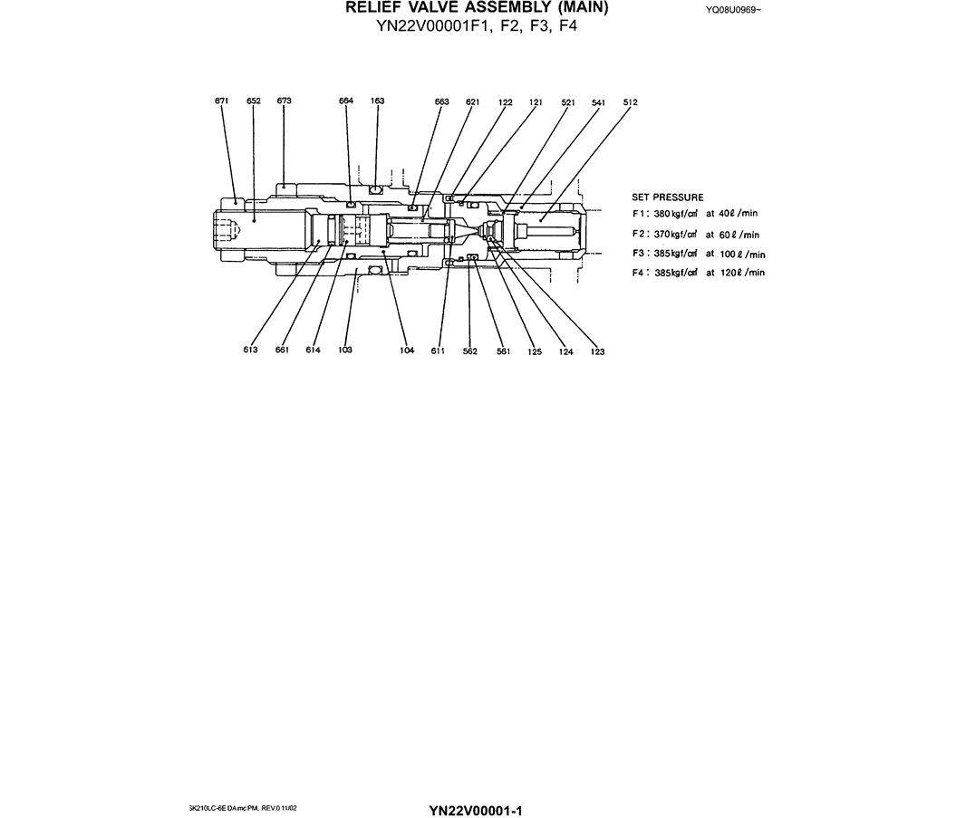 07-018 RELIEF VALVE ASSEMBLY (MAIN) (YN22V00001F1,  F2, F3 & F4)-SK200-6E SK210LC-6E SK200-6ES SK200LC-6E Kobelco Excavator Parts Number Electronic Catalog EPC Manuals