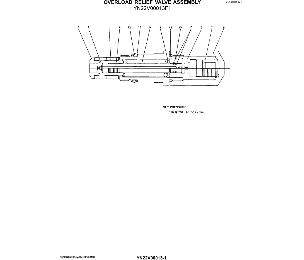 07-020 OVERLOAD RELIEF VALVE ASSEMBLY  (YN22V00013F1)-SK200-6E SK210LC-6E SK200-6ES SK200LC-6E Kobelco Excavator Parts Number Electronic Catalog EPC Manuals