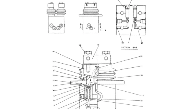 07-041VALVE ASSY, PILOT (PROPELLING)-Kobelco SK200-3 SK200LC-5 SK200 Excavator Parts Number Electronic Catalog EPC Manuals