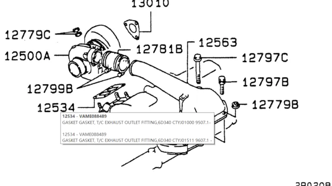 08-031(01)TURBOCHARGER Mitsubishi 6D34 Engine-Kobelco SK200-3 SK200LC-5 SK200 Excavator Parts Number Electronic Catalog EPC Manuals