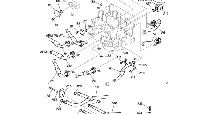 100-01-2 HYD LINES, UPP (MAIN)-Kobelco SK200-8 SK210LC-8 SK210D-8 Excavator Parts Number Electronic Catalog EPC Manuals