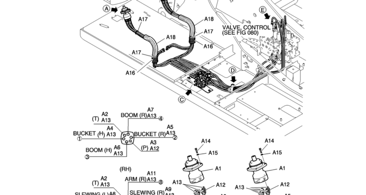 140-01-1 CONTROL LINES, REMOTE-Kobelco SK200-8 SK210LC-8 SK210D-8 Excavator Parts Number Electronic Catalog EPC Manuals