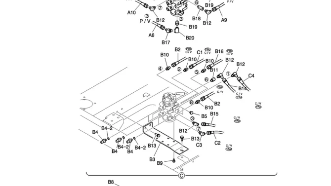 140-01-2-01 CONTROL LINES, REMOTE-Kobelco SK200-8 SK210LC-8 SK210D-8 Excavator Parts Number Electronic Catalog EPC Manuals