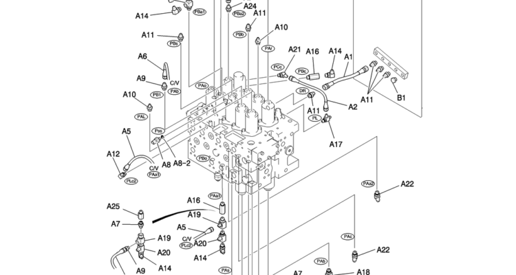146-01-2-01 CONTROL LINES, MAIN (BOOM SAFETY)-Kobelco SK200-8 SK210LC-8 SK210D-8 Excavator Parts Number Electronic Catalog EPC Manuals
