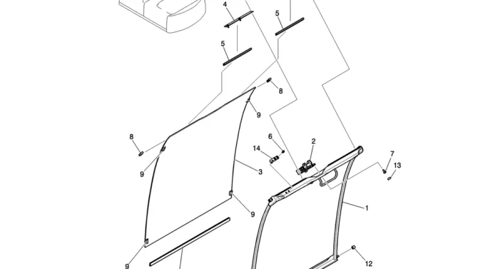 190-01-1 WINDOW ASSY, FRONT-Kobelco SK200-8 SK210LC-8 SK210D-8 Excavator Parts Number Electronic Catalog EPC Manuals