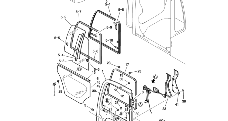 194-01-1-01 DOOR ASSY, CAB-Kobelco SK200-8 SK210LC-8 SK210D-8 Excavator Parts Number Electronic Catalog EPC Manuals