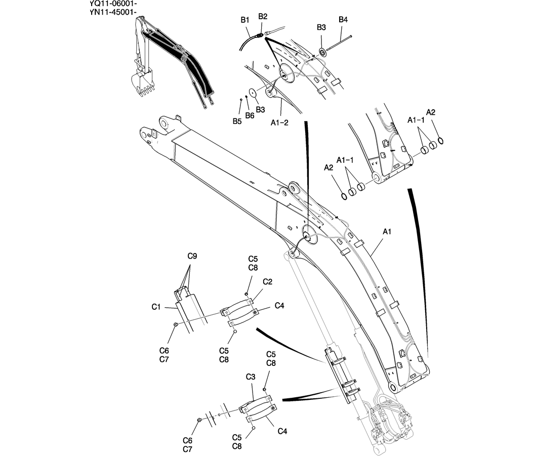 457-02-1 BOOM ASSY, [HD (2 POSITION)]-Kobelco SK200-8 SK210LC-8 SK210D-8 Excavator Parts Number Electronic Catalog EPC Manuals