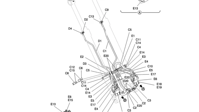 500-01-2 HYD LINES, BOOM (BOOM SAFETY)-Kobelco SK200-8 SK210LC-8 SK210D-8 Excavator Parts Number Electronic Catalog EPC Manuals