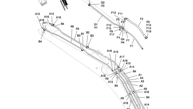 500-01A-1 HYD LINES, BOOM (BOOM SAFETY)-Kobelco SK200-8 SK210LC-8 SK210D-8 Excavator Parts Number Electronic Catalog EPC Manuals