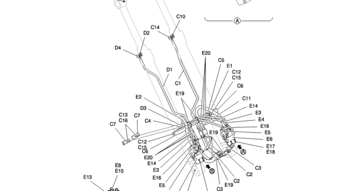 500-01A-2 HYD LINES, BOOM (BOOM SAFETY)-Kobelco SK200-8 SK210LC-8 SK210D-8 Excavator Parts Number Electronic Catalog EPC Manuals