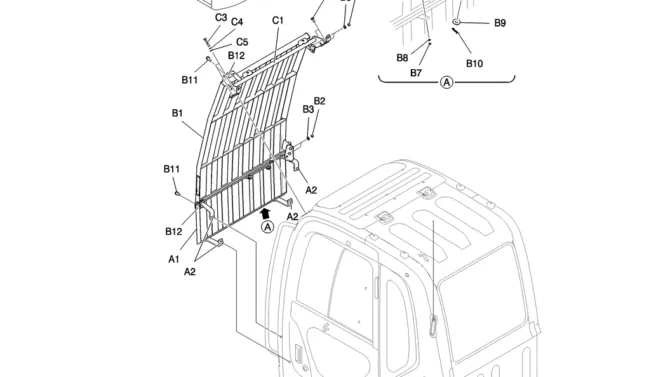 743-02-1 CAB & GUARD ASSY [1, 2 FACES GUARD (VERTICAL GRID TYPE)]-Kobelco SK200-8 SK210LC-8 SK210D-8 Excavator Parts Number Electronic Catalog EPC Manuals