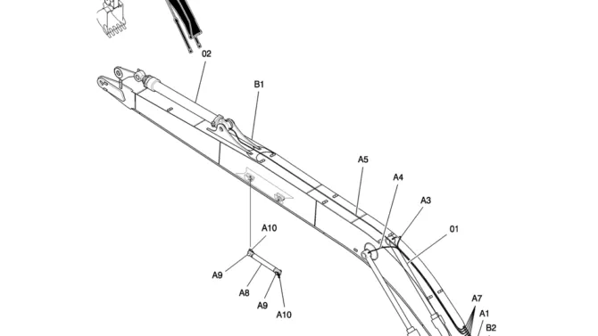 843-01-1 BOOM GROUP, 8.75M (28FT 9IN) (50FT LONG RANGE)-Kobelco SK200-8 SK210LC-8 SK210D-8 Excavator Parts Number Electronic Catalog EPC Manuals