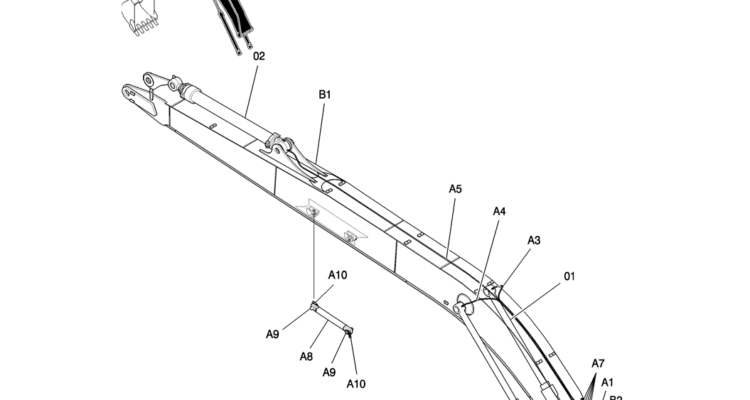 843-01-1 BOOM GROUP, 8.75M (28FT 9IN) (50FT LONG RANGE)-Kobelco SK200-8 SK210LC-8 SK210D-8 Excavator Parts Number Electronic Catalog EPC Manuals