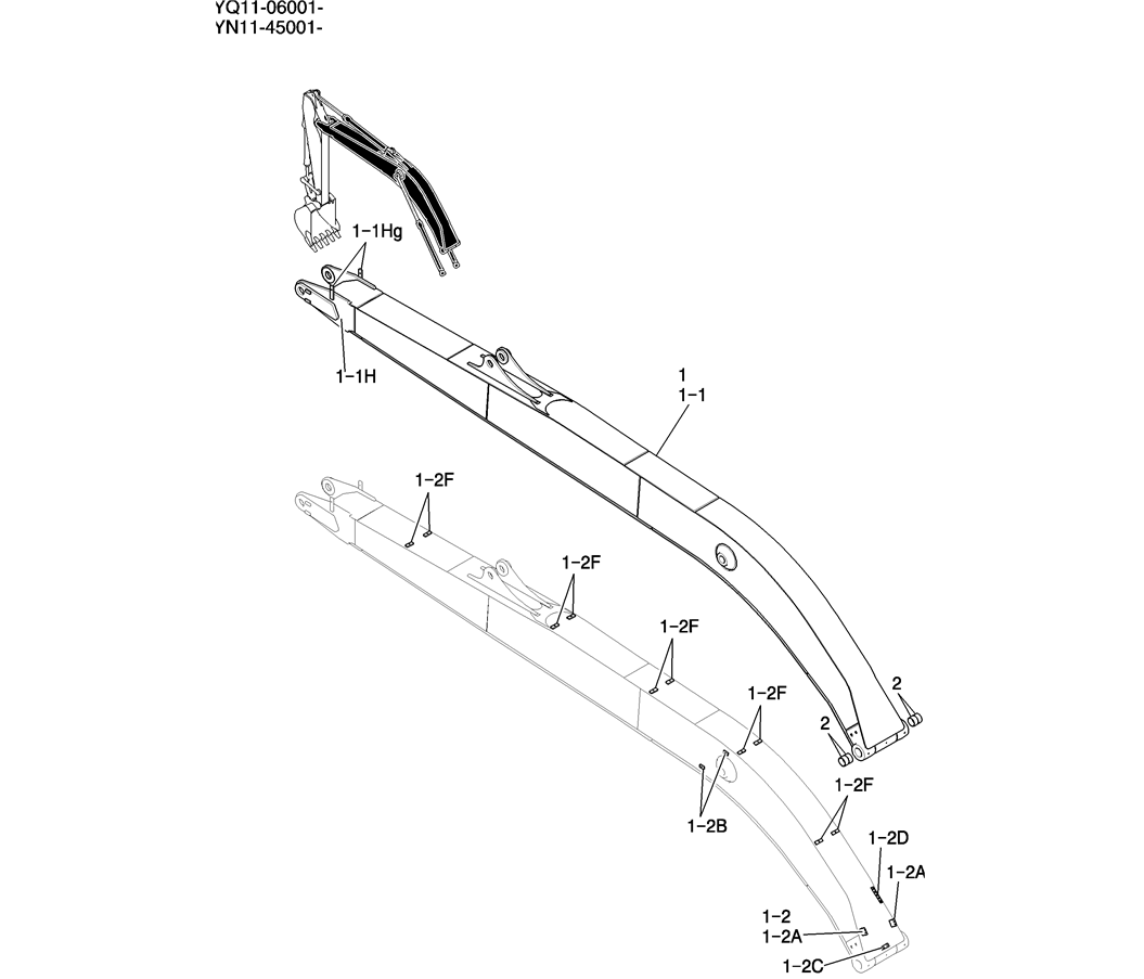 846-01-1 BOOM ASSY, 8.75M (28FT 9IN) (50FT LONG RANGE)-Kobelco SK200-8 SK210LC-8 SK210D-8 Excavator Parts Number Electronic Catalog EPC Manuals