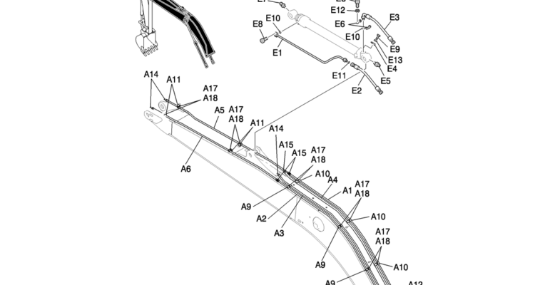 852-01-1 HYD LINES, BOOM 7.0M (23FT) (40FT LONG RANGE)-Kobelco SK200-8 SK210LC-8 SK210D-8 Excavator Parts Number Electronic Catalog EPC Manuals
