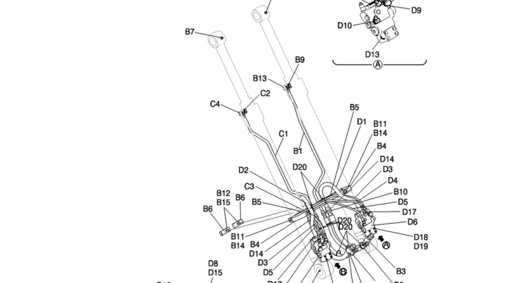 852-01-2 HYD LINES, BOOM 7.0M (23FT) (40FT LONG RANGE)-Kobelco SK200-8 SK210LC-8 SK210D-8 Excavator Parts Number Electronic Catalog EPC Manuals