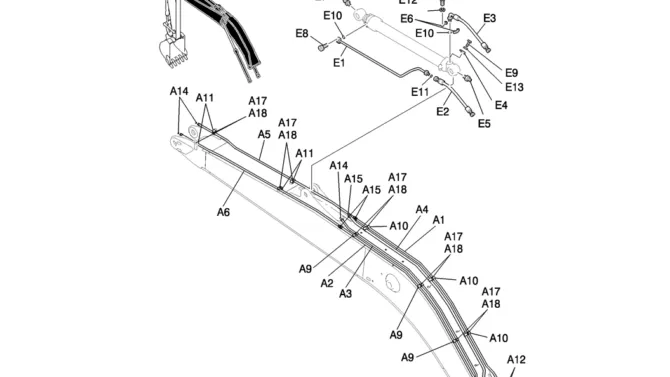 852-01A-1 HYD LINES, BOOM 7.0M (23FT) (40FT LONG RANGE)-Kobelco SK200-8 SK210LC-8 SK210D-8 Excavator Parts Number Electronic Catalog EPC Manuals