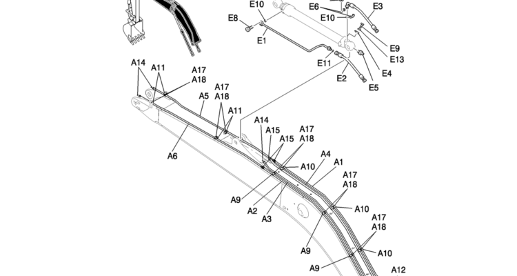 852-01A-1 HYD LINES, BOOM 7.0M (23FT) (40FT LONG RANGE)-Kobelco SK200-8 SK210LC-8 SK210D-8 Excavator Parts Number Electronic Catalog EPC Manuals