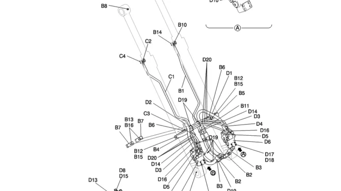 852-01A-2 HYD LINES, BOOM 7.0M (23FT) (40FT LONG RANGE)-Kobelco SK200-8 SK210LC-8 SK210D-8 Excavator Parts Number Electronic Catalog EPC Manuals