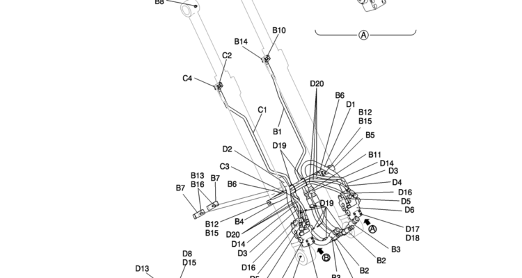 852-01A-2 HYD LINES, BOOM 7.0M (23FT) (40FT LONG RANGE)-Kobelco SK200-8 SK210LC-8 SK210D-8 Excavator Parts Number Electronic Catalog EPC Manuals