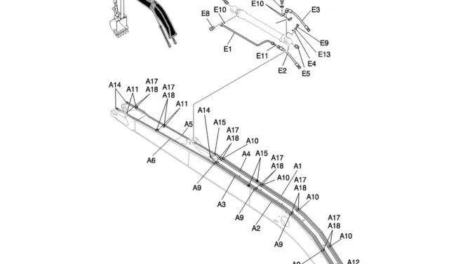 853-01-1 HYD LINES, BOOM 8.75M (28FT 9IN) (50FT LONG RANGE)-Kobelco SK200-8 SK210LC-8 SK210D-8 Excavator Parts Number Electronic Catalog EPC Manuals