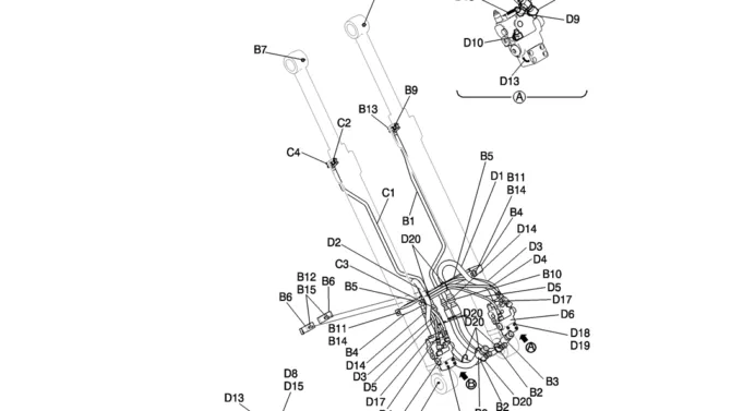 853-01-2 HYD LINES, BOOM 8.75M (28FT 9IN) (50FT LONG RANGE)-Kobelco SK200-8 SK210LC-8 SK210D-8 Excavator Parts Number Electronic Catalog EPC Manuals