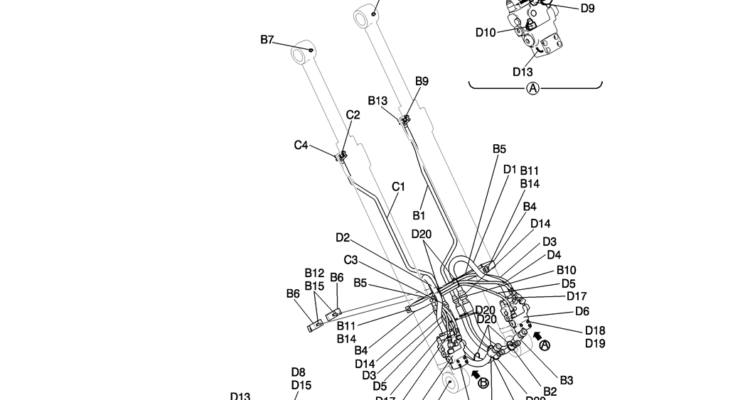 853-01-2 HYD LINES, BOOM 8.75M (28FT 9IN) (50FT LONG RANGE)-Kobelco SK200-8 SK210LC-8 SK210D-8 Excavator Parts Number Electronic Catalog EPC Manuals