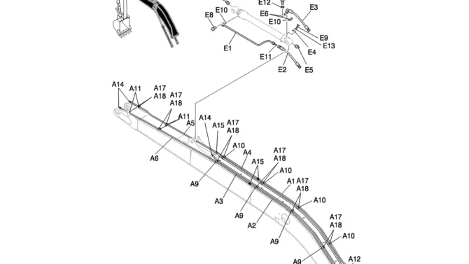 853-01A-1 HYD LINES, BOOM 8.75M (28FT 9IN) (50FT LONG RANGE)-Kobelco SK200-8 SK210LC-8 SK210D-8 Excavator Parts Number Electronic Catalog EPC Manuals