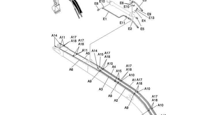 853-01A-1 HYD LINES, BOOM 8.75M (28FT 9IN) (50FT LONG RANGE)-Kobelco SK200-8 SK210LC-8 SK210D-8 Excavator Parts Number Electronic Catalog EPC Manuals