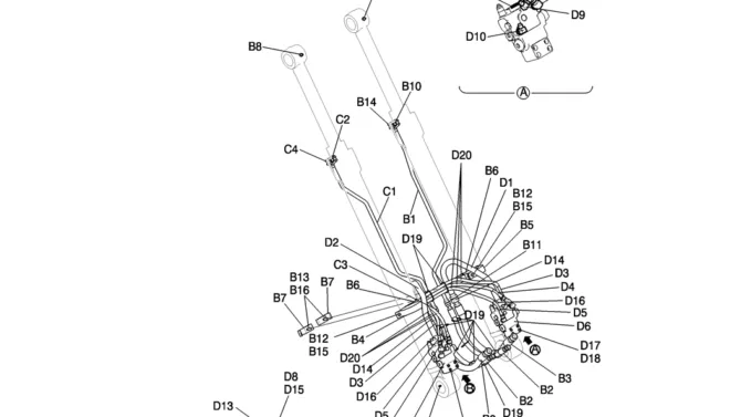 853-01A-2 HYD LINES, BOOM 8.75M (28FT 9IN) (50FT LONG RANGE)-Kobelco SK200-8 SK210LC-8 SK210D-8 Excavator Parts Number Electronic Catalog EPC Manuals