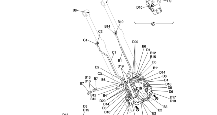 853-01A-2 HYD LINES, BOOM 8.75M (28FT 9IN) (50FT LONG RANGE)-Kobelco SK200-8 SK210LC-8 SK210D-8 Excavator Parts Number Electronic Catalog EPC Manuals