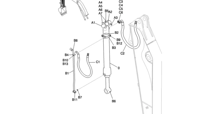 870-01-1 HYD LINES, ARM 2.4M (7FT 11IN)-Kobelco SK200-8 SK210LC-8 SK210D-8 Excavator Parts Number Electronic Catalog EPC Manuals