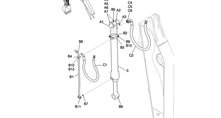 870-02-1 HYD LINES, ARM 2.4M (7FT 11IN) (HD)-Kobelco SK200-8 SK210LC-8 SK210D-8 Excavator Parts Number Electronic Catalog EPC Manuals