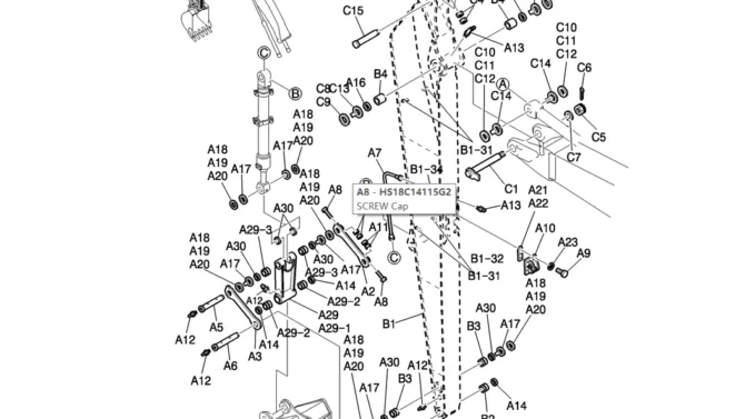 882-01-1 ARM ASSY, 4.93M (16FT 2IN) (40FT LONG RANGE)-Kobelco SK200-8 SK210LC-8 SK210D-8 Excavator Parts Number Electronic Catalog EPC Manuals