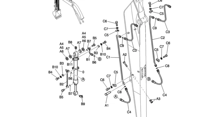 886-01-1 HYD LINES, ARM 4.93M (16FT 2IN) (40FT LONG RANGE)-Kobelco SK200-8 SK210LC-8 SK210D-8 Excavator Parts Number Electronic Catalog EPC Manuals