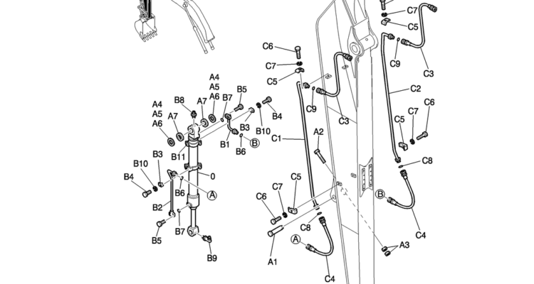 886-01-1 HYD LINES, ARM 4.93M (16FT 2IN) (40FT LONG RANGE)-Kobelco SK200-8 SK210LC-8 SK210D-8 Excavator Parts Number Electronic Catalog EPC Manuals