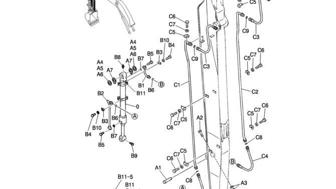887-01-1 HYD LINES, ARM 6.35M (20FT 10IN) (50FT LONG RANGE)-Kobelco SK200-8 SK210LC-8 SK210D-8 Excavator Parts Number Electronic Catalog EPC Manuals