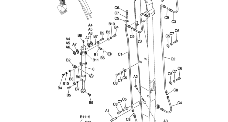 887-01-1 HYD LINES, ARM 6.35M (20FT 10IN) (50FT LONG RANGE)-Kobelco SK200-8 SK210LC-8 SK210D-8 Excavator Parts Number Electronic Catalog EPC Manuals