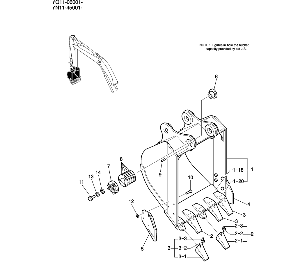 930-01-1 BUCKET ASSY, 0. 51M3-Kobelco SK200-8 SK210LC-8 SK210D-8 ...