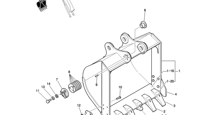 934-01-1 BUCKET ASSY, 1. 05M3-Kobelco SK200-8 SK210LC-8 SK210D-8 Excavator Parts Number Electronic Catalog EPC Manuals