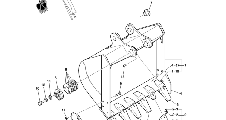 937-01-1 BUCKET ASSY, 0. 7M3 (40FT LONG RANGE)-Kobelco SK200-8 SK210LC-8 SK210D-8 Excavator Parts Number Electronic Catalog EPC Manuals