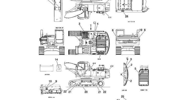 950-01-2 NAME PLATE INSTAL REQUIRED (WARNING)-Kobelco SK200-8 SK210LC-8 SK210D-8 Excavator Parts Number Electronic Catalog EPC Manuals